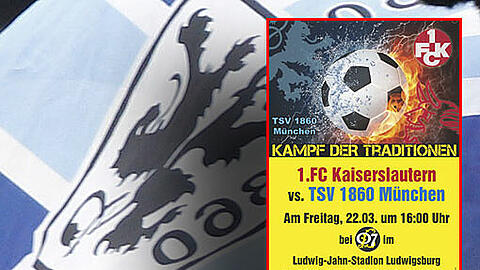 1860 testet gegen Kaiserslautern. Im Ludwig-Jahn-Stadion kommt es zum "Kampf der Traditionen", schreibt der Veranstalter SpVgg Ludwigsburg e.V.