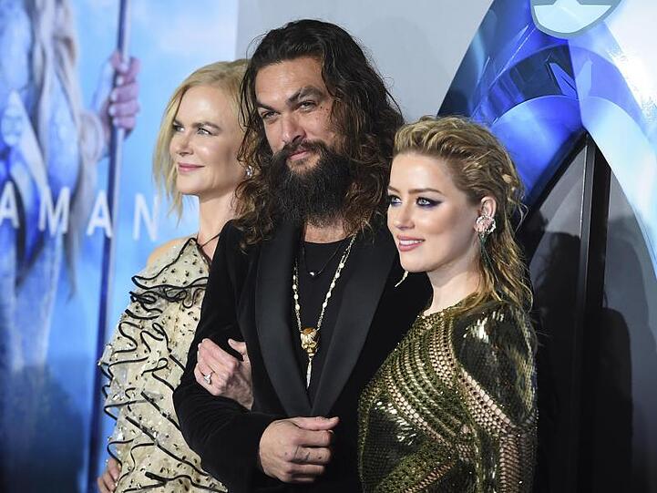 Nicole Kidman (l-r), Jason Momoa und Amber Heard bei der Premiere von "Aquaman" in Hollywood.