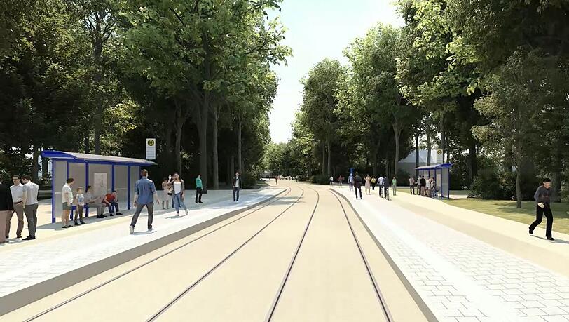 So hätte die Tram-Haltestelle am Chinesischen Turm aussehen sollen, der Freistaat findet aber die Planungen schlecht. So hätte die Tram-Haltestelle am Chinesischen Turm aussehen sollen, der Freistaat findet aber die Planungen schlecht.