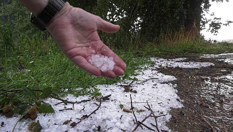 Große Hagelkörner kamen bei einem Unwetter in Mecklenburg-Vorpommern runter. Große Hagelkörner kamen bei einem Unwetter in Mecklenburg-Vorpommern runter.