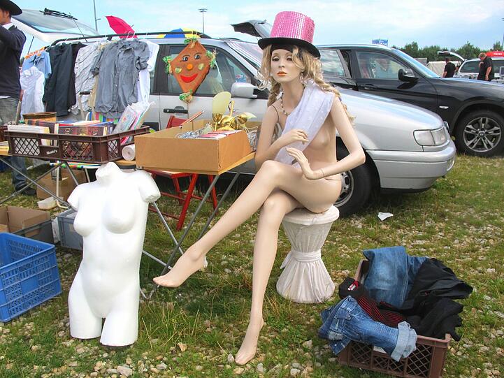 "Neugierige Raute und kühle Blondine" - gesehen am Flohmarkt in Riem von Djordje Matkovic aus München.