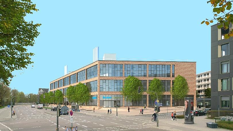 So soll der Neubau an der Theresienhöhe Ecke Hans-Fischer-Straße aussehen, wenn er fertig ist. Auf dem Areal sind auch Wohnungen geplant.