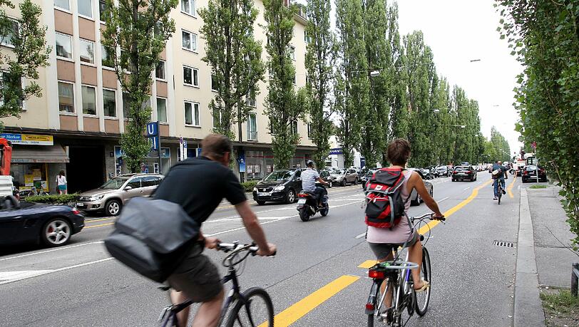 So sieht der Radlstreifen auf der Lindwurmstraße aus. So sieht der Radlstreifen auf der Lindwurmstraße aus.