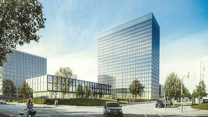 Der Denkmalschutz redet bei der neuen Hülle für das Hochhaus mit. Der Denkmalschutz redet bei der neuen Hülle für das Hochhaus mit.