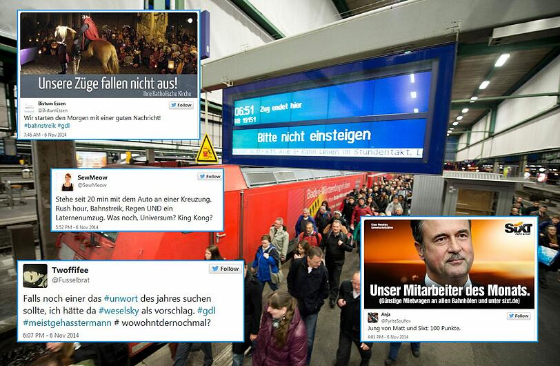 Der Bahnstreik sorgt für Galgenhumor bei den Twitter-Usern.