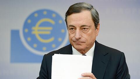 Mario Draghi, Präsident der Europäischen Zentralbank, während einer Pressekonferenz in Frankfurt am Main. Foto: Arne Dedert