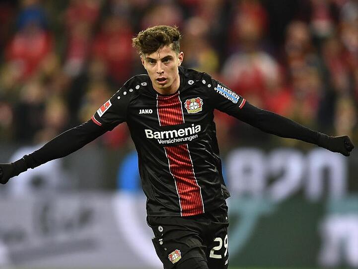 Leverkusens Kai Havertz jubelt nach seinem Treffer zum 1:2. Foto: Torsten Silz/Archiv