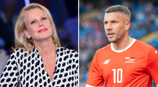 Barbara Schöneberger schwärmt in ihrem Podcast von Lukas Podolski. Barbara Schöneberger schwärmt in ihrem Podcast von Lukas Podolski.