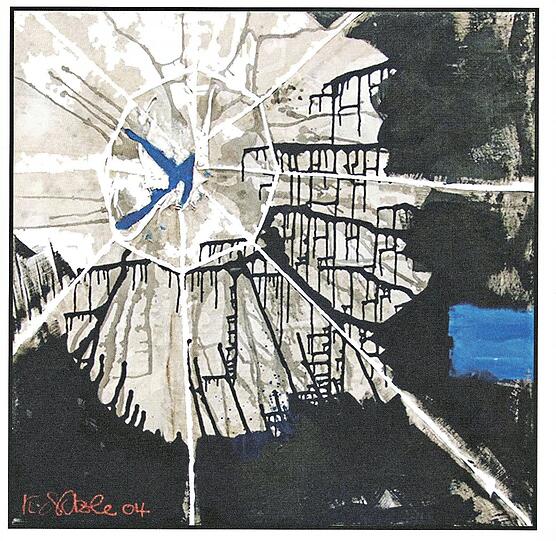 Was Klaus Netzle in die H&auml;nde kam, landete auf dem Bild. Hier die Arbeit &bdquo;Umbrella Blue&ldquo; aus dem Jahr 2004.