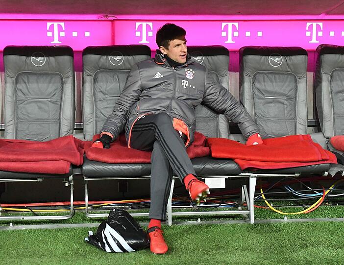 Thomas Müller saß gegen Leipzig 90 Minuten lang nur auf der Bank.
