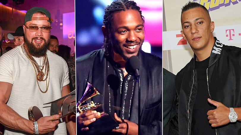 Kendrick Lamar (mi.) bekam einen Pulitzer-Preis verliehen. Kollegah und Farid Bang einen Echo.