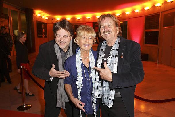 Frank Zander (r.) mit seiner Frau Evy und Sohn Marcus im Jahr 2017 in Berlin.