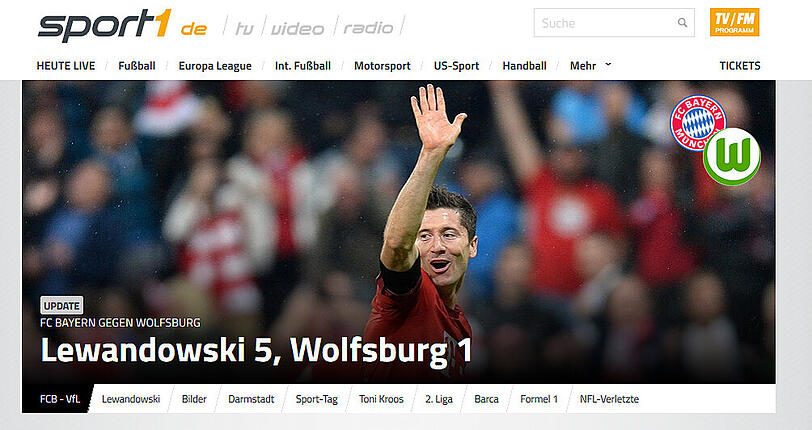 Auf Sport1 trägt Lewandowski sein Privatduell mit den Wölfen aus.