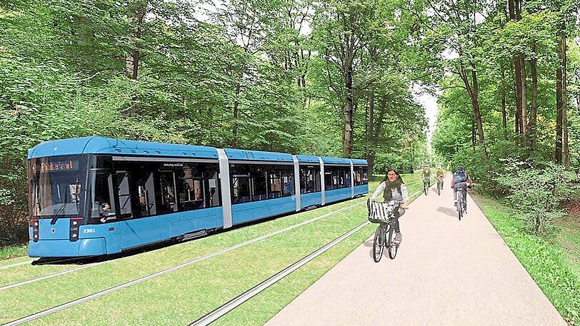 So könnte die Tram durch den Englischen Garten eines Tages aussehen.