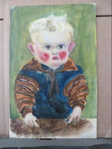 Otto Griebel: «Kind am Tisch», undatiertes Aquarell.