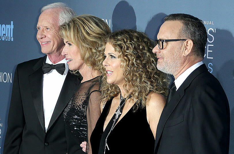 Pilot Chesley "Sully" Sullenberger, seine Frau Lorrie Sullenberger, Schauspielerin Rita Wilson und ihr Ehemann Tom Hanks