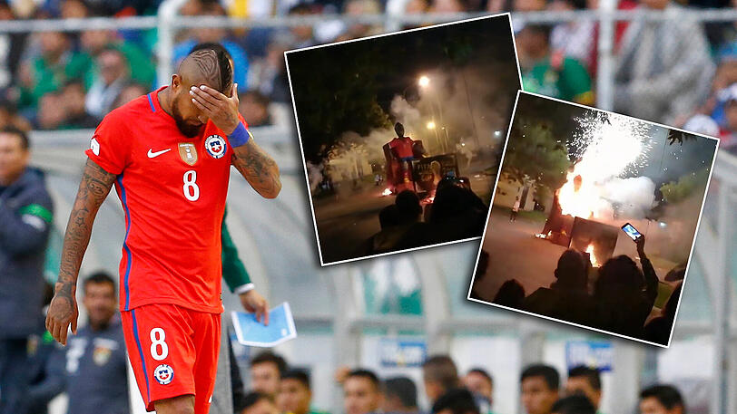 An Silvester zündeten die Einwohner der argentinischen Stadt La Plata eine Holzfigur von Arturo Vidal an.