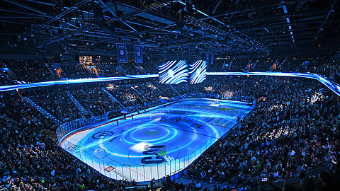 Innenansicht des neuen SAP Garden beim Eröffnungsspiel zwischen dem EHC Red Bull München und den Buffalo Sabres.