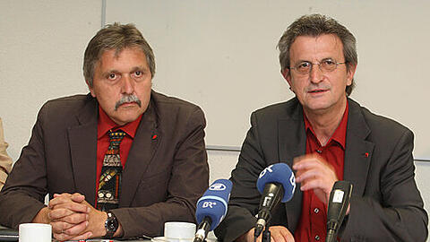 Kündigen Widerstand an: Nürnbergs IG-Metall-Chef Jürgen Wechsler (re.) und Betiebsrat Gerald Eberwein.
