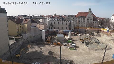 Ungewohnter Überblick: So sieht die Baustelle am Elisabethmarkt hinter dem Bauzaun aus.