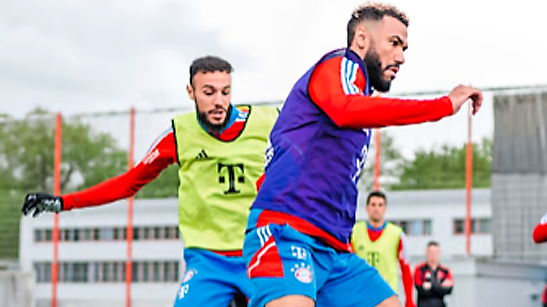 Zurück im Teamtraining: Eric Maxim Choupo-Moting (r.).  FC Bayern