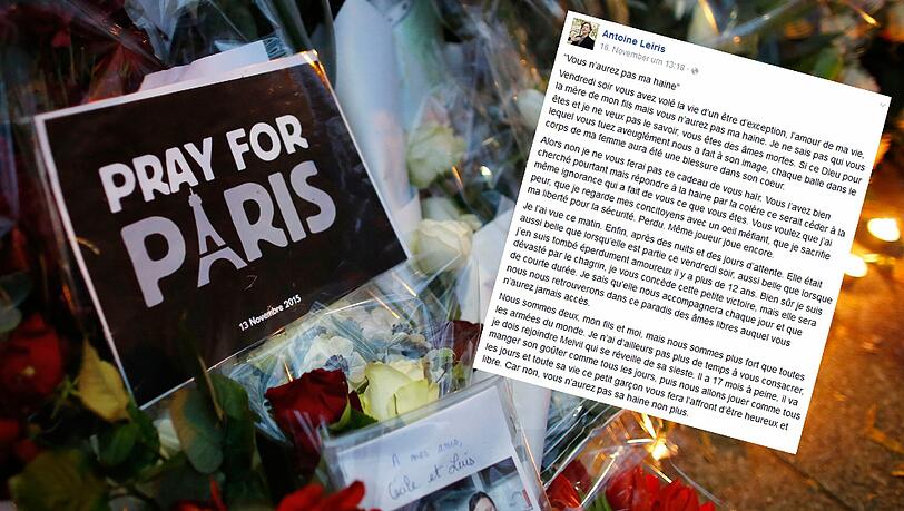 Antoine Leires verlor bei den Terror-Anschlägen in Paris seine Frau. Jetzt ist er mit seinem 17 Monate alten Sohn alleine. Hassen will er die Terroristen dennoch nicht. Antoine Leires verlor bei den Terror-Anschlägen in Paris seine Frau. Jetzt ist er mit seinem 17 Monate alten Sohn alleine. Hassen will er die Terroristen dennoch nicht.