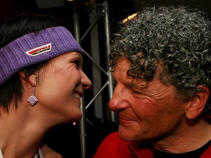 Maria Riesch (l) mit Erfolgs-Coach Mathias Berthold
