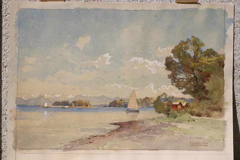 Aquarell von Edward Harrison Compton, 1881 in Feldafing geboren.