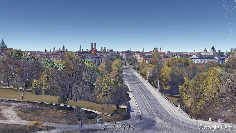 Aus der Perspektive des Landtags gesehen: Die Simulation des Münchner Forums zeigt die beiden geplanten 155-Meter-Hochhäuser rechts neben der Frauenkirche.