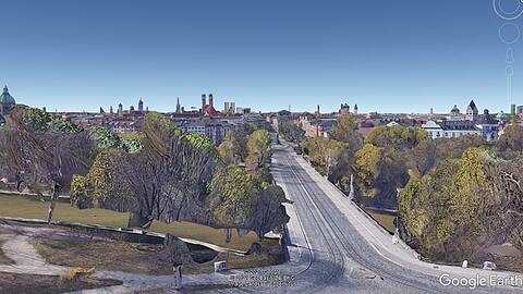 Aus der Perspektive des Landtags gesehen: Die Simulation des Münchner Forums zeigt die beiden geplanten 155-Meter-Hochhäuser rechts neben der Frauenkirche.