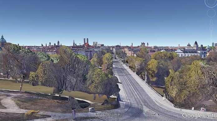 Aus der Perspektive des Landtags gesehen: Die Simulation des Münchner Forums zeigt die beiden geplanten 155-Meter-Hochhäuser rechts neben der Frauenkirche.