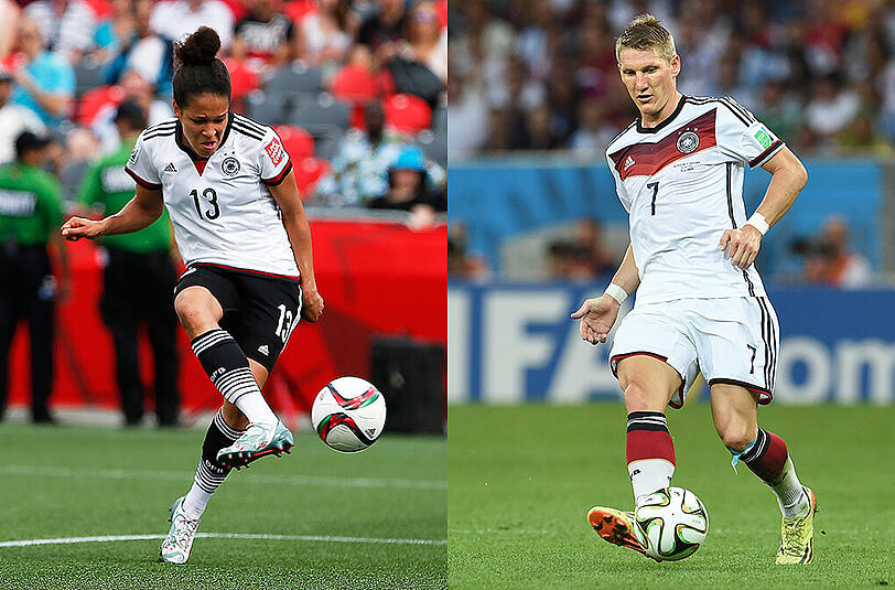DFB-Torjägerin Celia Sasic (links) und Bastian Schweinsteiger.