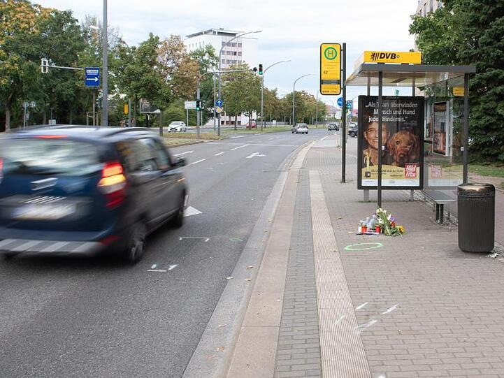 Der Unfallort in Dresdens Südvorstadt.