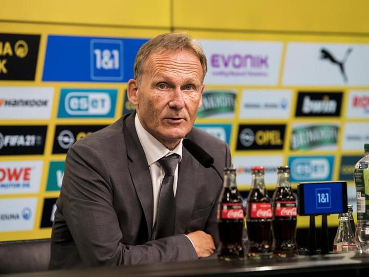 Hans-Joachim Watzke, Geschäftsführer von Borussia Dortmund, spricht bei einer Pressekonferenz. Foto: Mareen Meyer/BVB/dpa