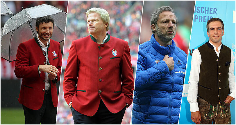 Waren &ndash; beziehungsweise sind &ndash; Kandidaten für den Sportdirektor-Posten beim FC Bayern (v.l.): Mark van Bommel, Oliver Kahn, Thomas Linke und Philipp Lahm.
