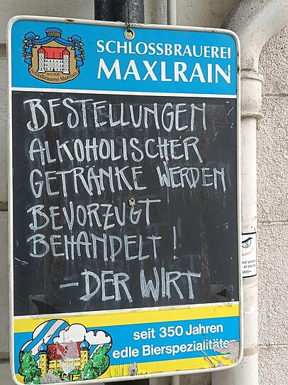 Das ist mal ein Versprechen – Schild am Valentin Stüberl.