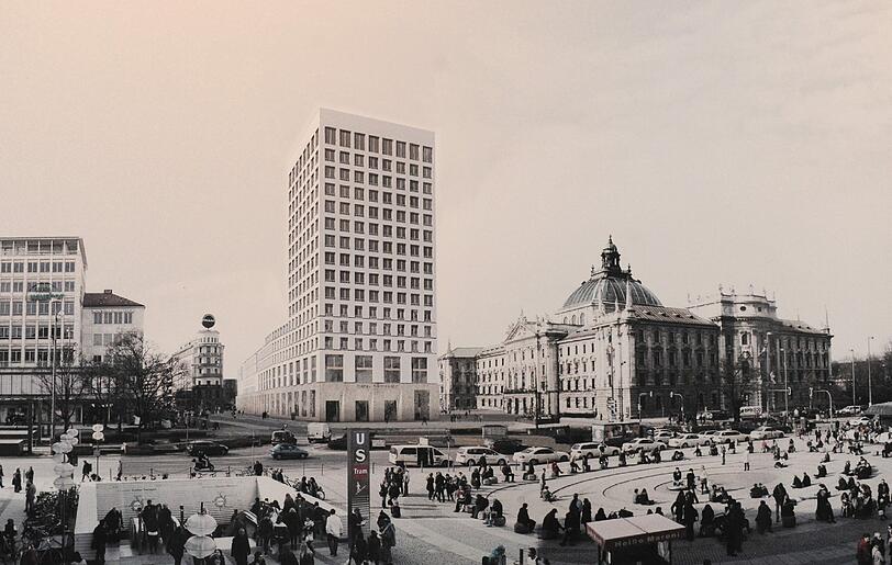 Fingerzeig: Der Siegerentwurf schafft durch einen knapp 60 Meter hohen Turm Platz auf engstem Innenstadt-Raum.