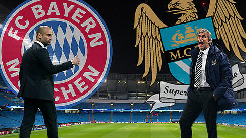 Bayern-Trainer Pep Guardiola (l.) und City-Coach Manuel Pellegrini.