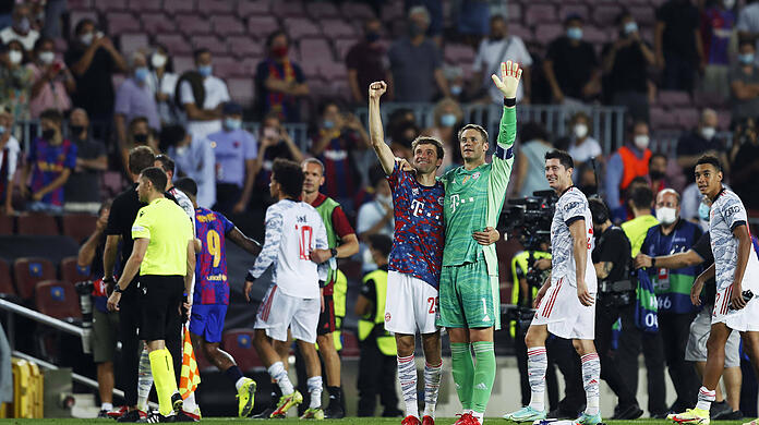 Den internationalen Machtanspruch angemeldet: Thomas Müller und Manuel Neuer nach dem 3:0-Sieg der Bayern gegen Barcelona.