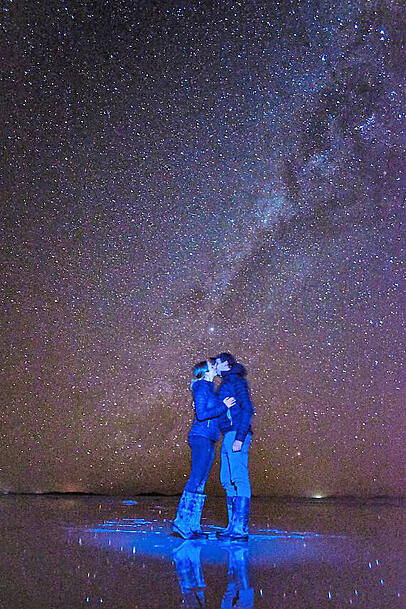 Sternenmeer über der größten Salzwüste der Welt: Uyuni in Bolivien an der Grenze zu Chile. Sternenmeer über der größten Salzwüste der Welt: Uyuni in Bolivien an der Grenze zu Chile.