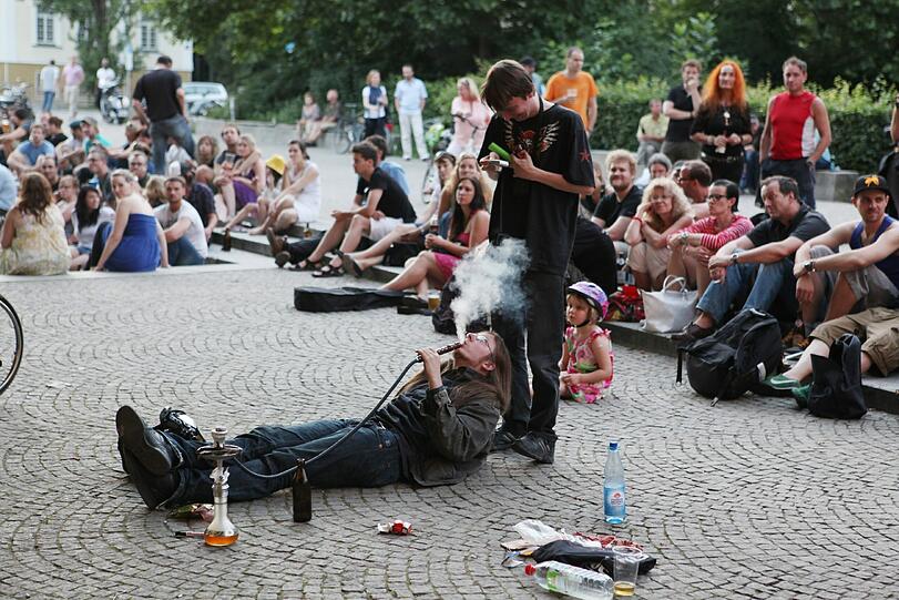 Protestkundgebung für die Kultkneipe am Dienstagabend.