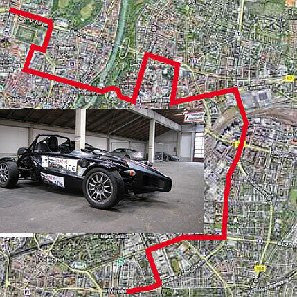 Die Verfolgungsjagd: Vom Altstadtring (oben links) über Maximilian-, Prinzregenten- und Einsteinstraße durch den Leuchtenbergtunnel und weiter in die Ampfinger-, Anzinger und Werinherstraße (u.).