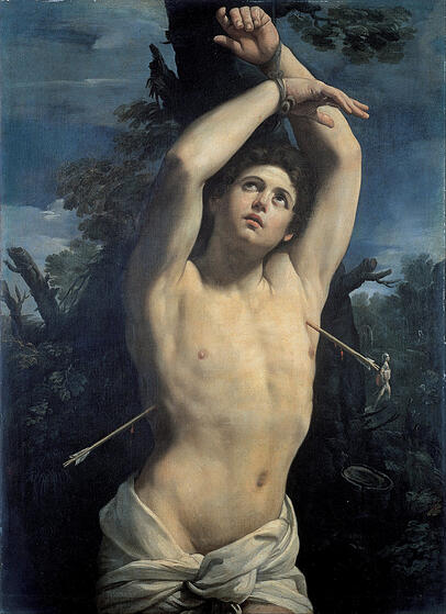 Guido Renis Heiliger Sebastian in der um 1615 entstandenen Version, die in Genua im Palazzo Rosso hängt. Guido Renis Heiliger Sebastian in der um 1615 entstandenen Version, die in Genua im Palazzo Rosso hängt.