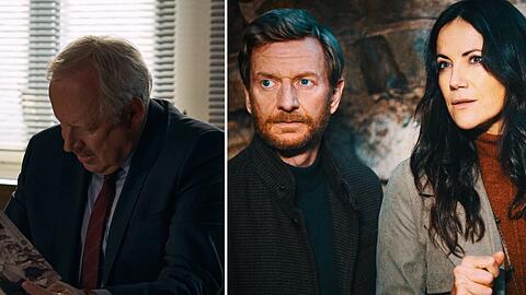 Mystery-Serie "Kohlrabenschwarz" unter anderem mit (v.l.) Axel Milberg, Michael Kessler und Bettina Zimmermann.