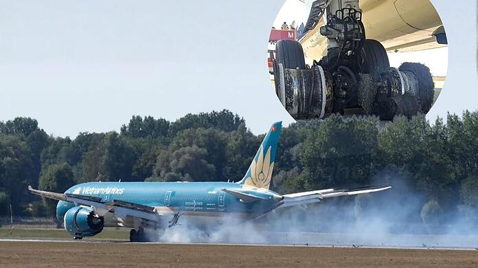 Schrecksekunden in M&uuml;nchen: Die Anspannung vor der Landung der Dreamliner-Maschine von Vietnam Airlines sei gro&szlig; gewesen, berichten Augenzeugen. Die Reifen sind bei der Sicherheitslandung offenbar geplatzt.