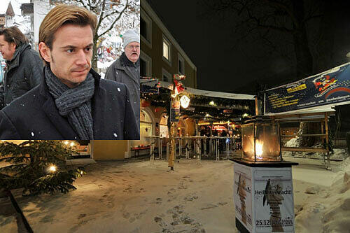 Florian Silbereisen und der Ort des Vorfalls, der Passauer Weihnachtsmarkt.