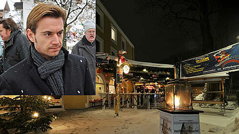 Florian Silbereisen und der Ort des Vorfalls, der Passauer Weihnachtsmarkt.