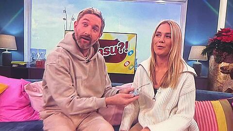 Daniel Boschmann und Alina Merkau müssen sich im Studio vom "Sat.1 Frühstücksfernsehen" erklären.