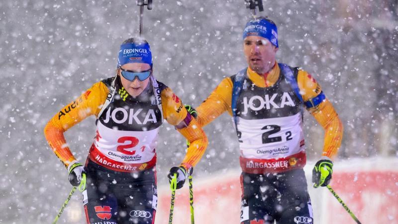 Franziska Preuß und Simon Schempp in Aktion.