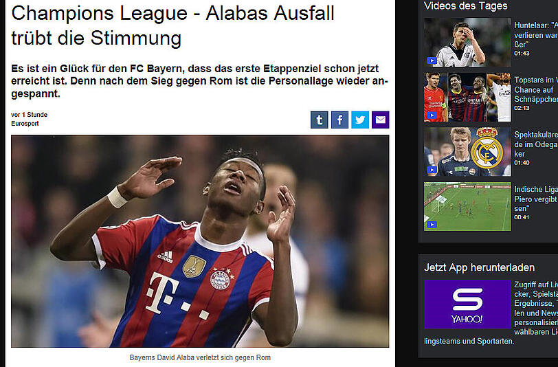 eurosport.de - Die Pressestimmen zum Sieg des FC Bayern gegen AS Rom in unserer Bilderstrecke zum Durchklicken!
